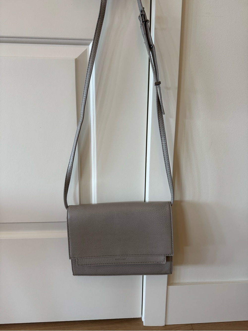 Matt and Nat Taupe Vegan Leather Crossbody Bag - Minimal Women's Shoulder Bag
